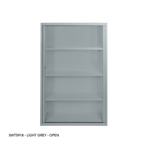 Tambour Cupboards - SWTS918 - Light Grey - OPEN