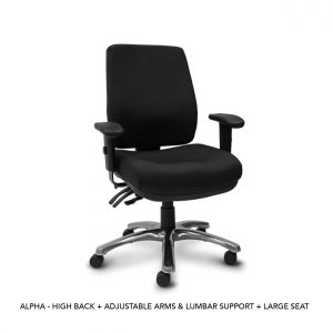 ALPHA - HB WITH ADJ ARMS & LUMBAR SUPPORT